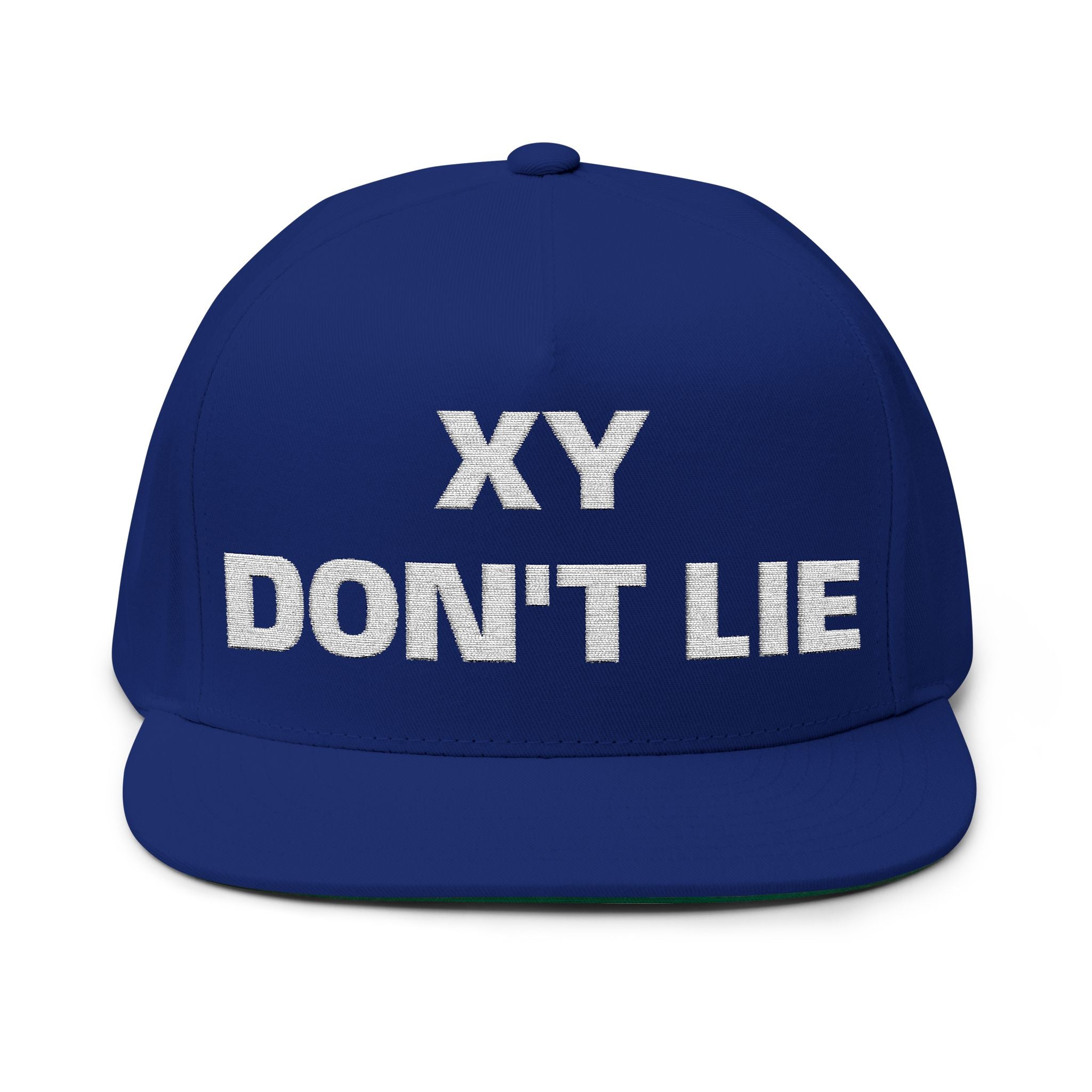 XY DON'T LIE Embroidered Flat Bill Cap